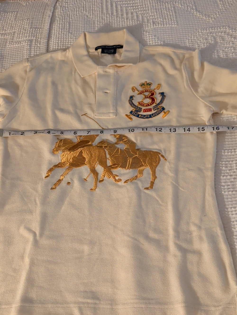 Ralph Lauren 1967 Bleeckers Cup Polo Shirt - Cream with Gold Embroidery - Picture 9 of 13